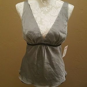 NWT Silver chiffon tie back tank